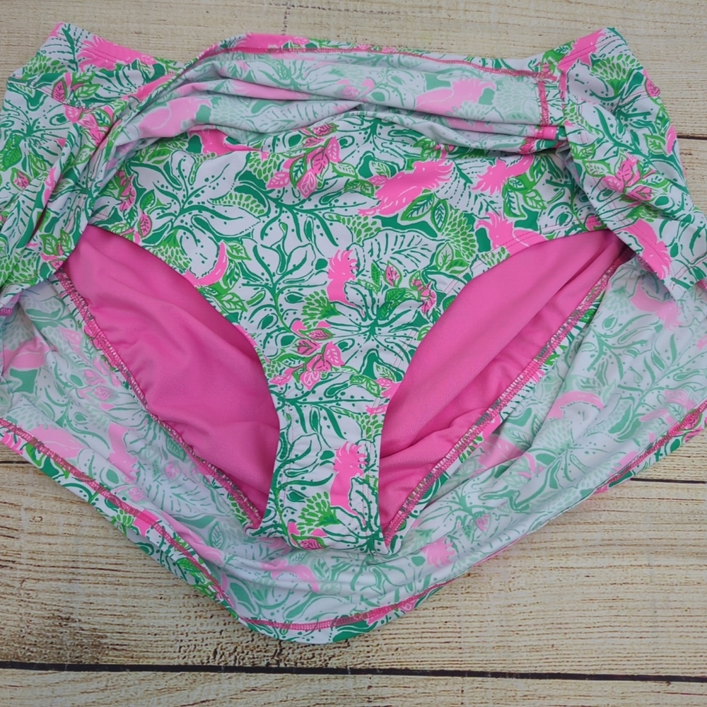 Lilly Pulitzer Kellyann Skirted Swim Bottom Botanical Green Just Wing It  12 - Picture 4 of 9